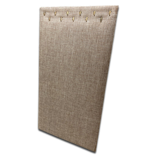 14 1/8" x 7 5/8" Burlap Necklace Display Pad with 11 Hooks