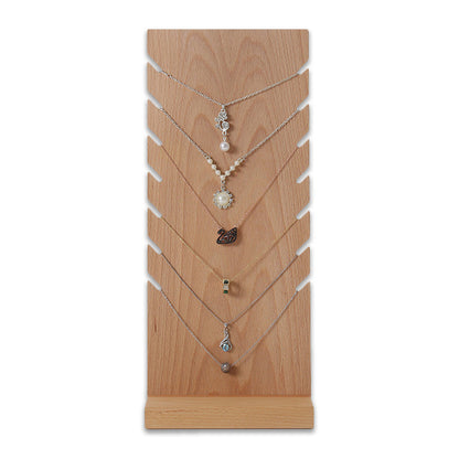 14" Natural Wood Self Standing Necklace Jewelry Display