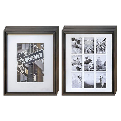 (8-Pack) 16" x 20" Bronze Art Deco Picture Frames, 11" x 14" Matted
