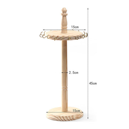 17" Wood Round Necklace Display Stand with 18 Hooks