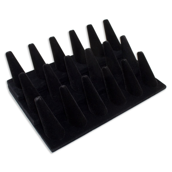 18 Finger Black Velvet Ring Display