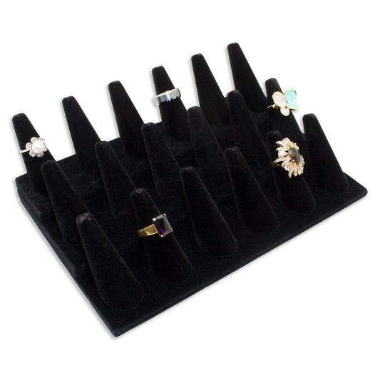 18 Finger Black Velvet Ring Display