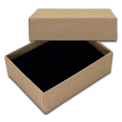 2 1/8" x 1 5/8" Kraft Paper Earring Box with Black Foam Insert
