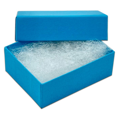 2 1/8" x 1 5/8" x 3/4" Azure Blue Cotton Filled Paper Box