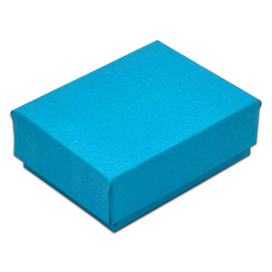 2 1/8" x 1 5/8" x 3/4" Azure Blue Cotton Filled Paper Box (25-Pack)