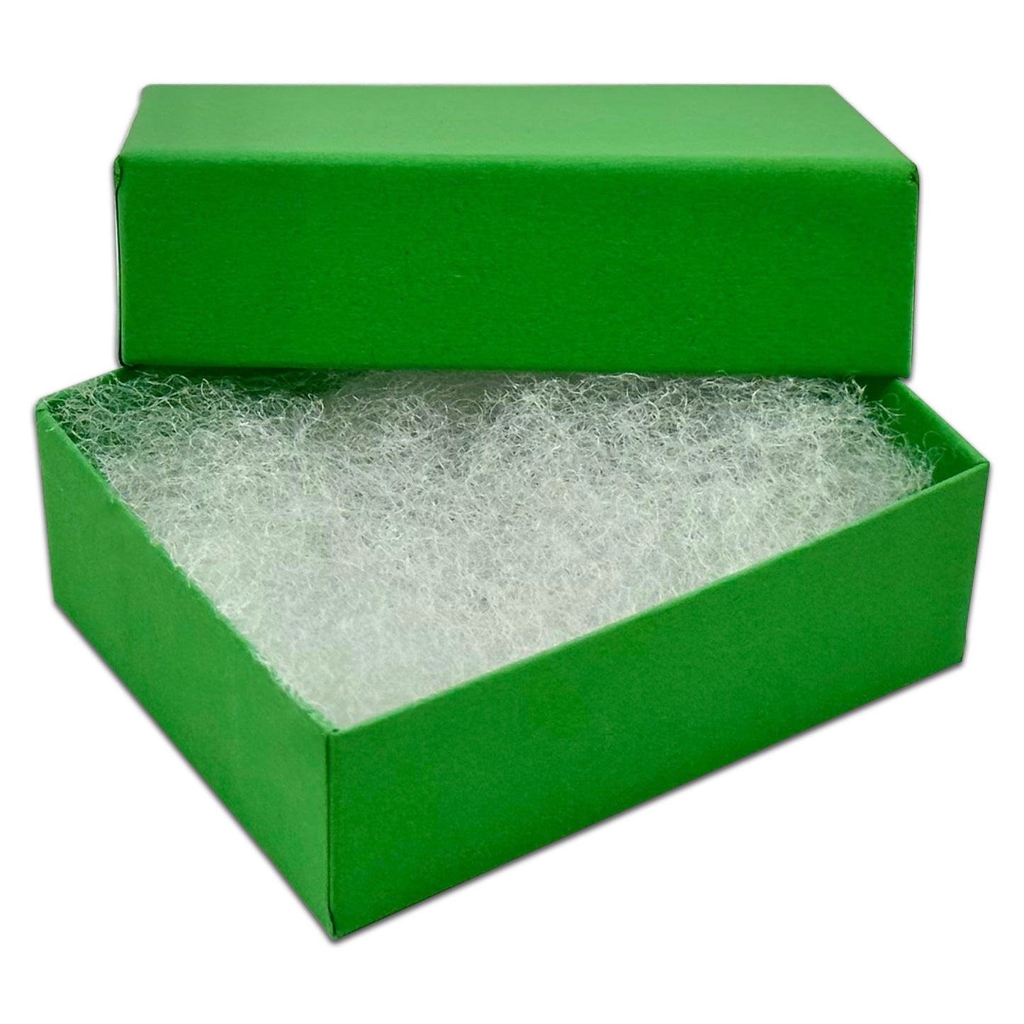 2 1/8" x 1 5/8" x 3/4" Light Green Cotton Filled Paper Box