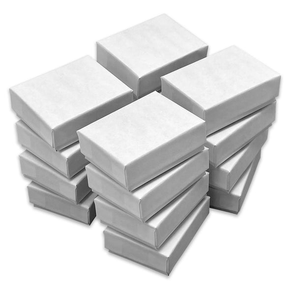 2 1/8" x 1 5/8" x 3/4" Matte White Cotton Filled Paper Box