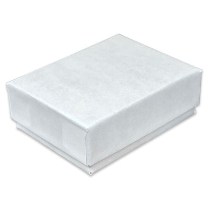 2 1/8" x 1 5/8" x 3/4" Matte White Cotton Filled Paper Box