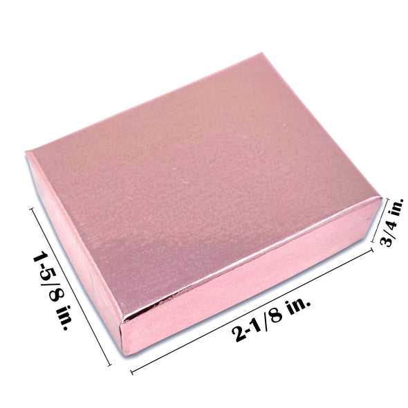 2 1/8" x 1 5/8" x 3/4" Metallic Rose Gold Cotton Filled Paper Box