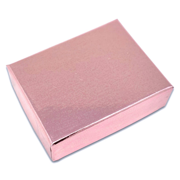 2 1/8" x 1 5/8" x 3/4" Metallic Rose Gold Cotton Filled Paper Box