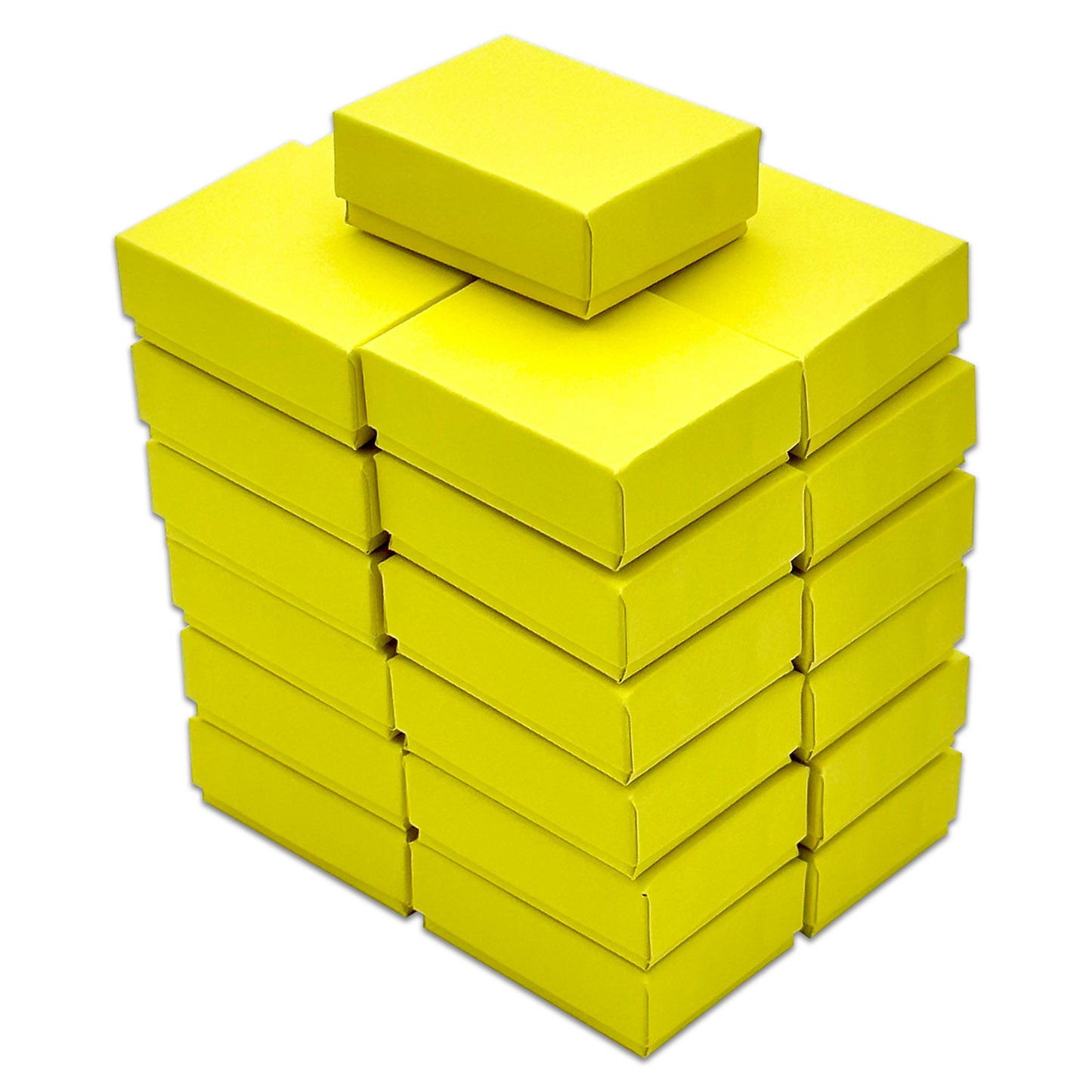 2 1/8" x 1 5/8" x 3/4" Mustard Yellow Cotton Filled Paper Box