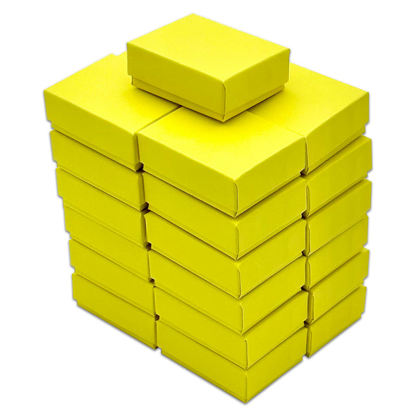 2 1/8" x 1 5/8" x 3/4" Mustard Yellow Cotton Filled Paper Box (25-Pack)