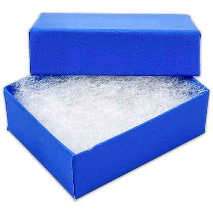 2 1/8" x 1 5/8" x 3/4" Neon Blue Cotton Filled Paper Box