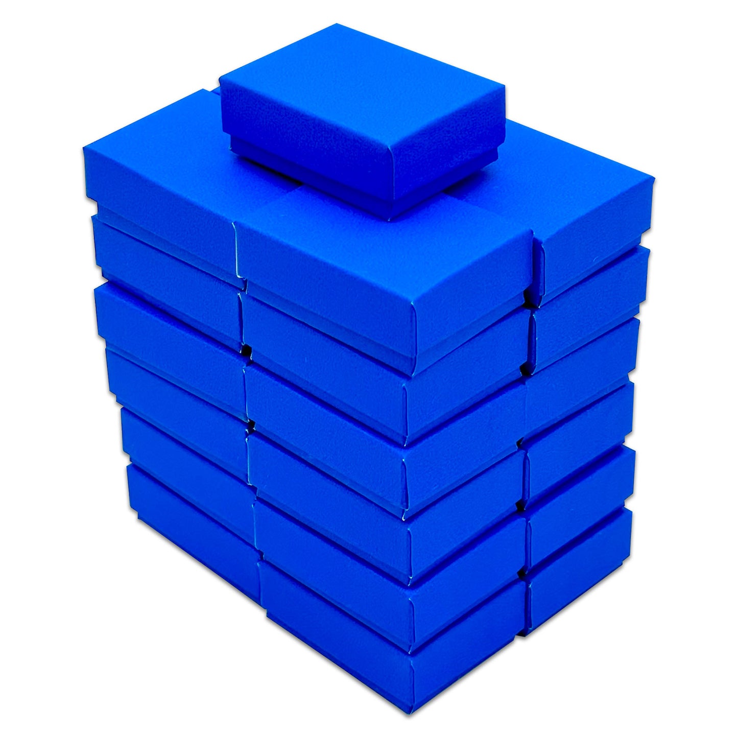 2 1/8" x 1 5/8" x 3/4" Neon Blue Cotton Filled Paper Box