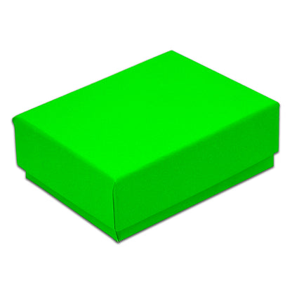 2 1/8" x 1 5/8" x 3/4" Neon Green Cotton Filled Paper Box