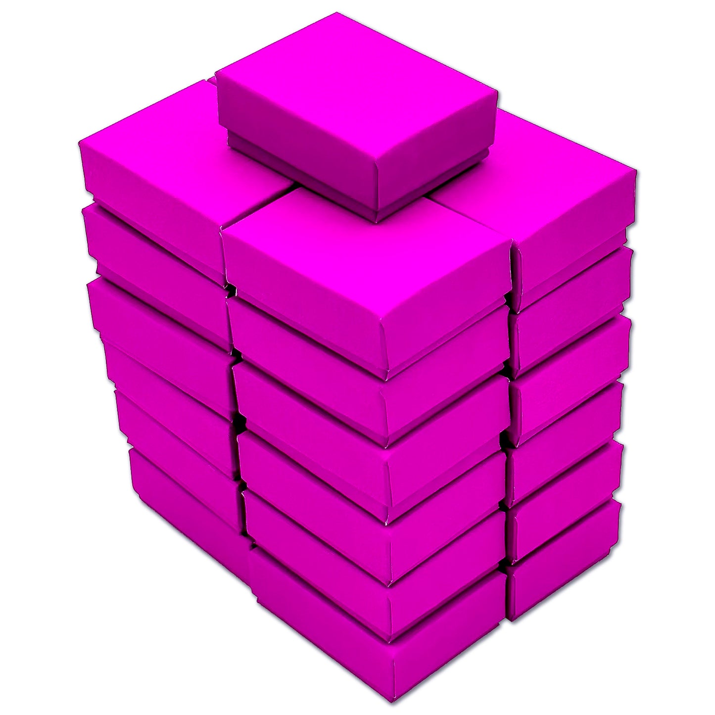 2 1/8" x 1 5/8" x 3/4" Neon Purple Cotton Filled Paper Box
