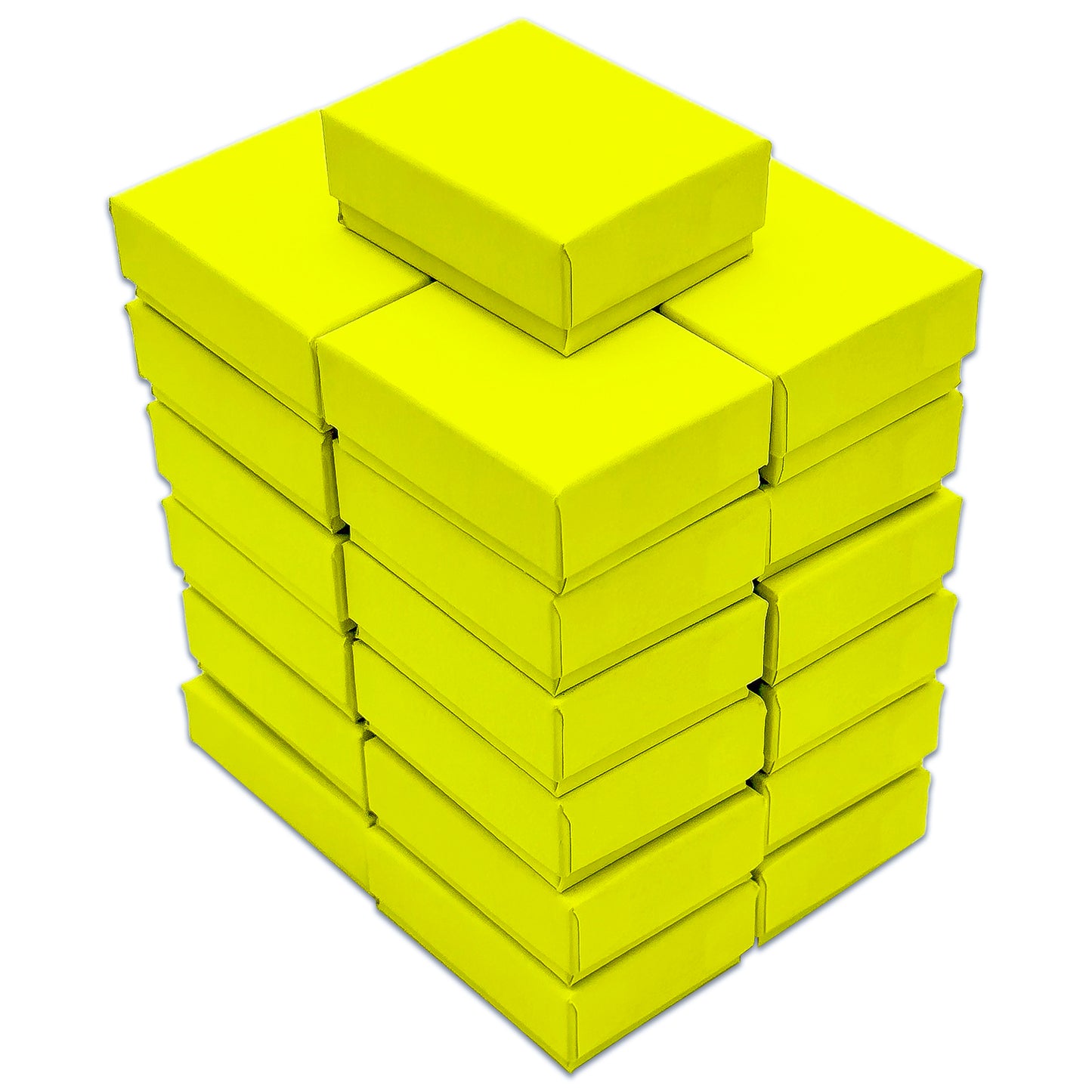 2 1/8" x 1 5/8" x 3/4" Neon Yellow Cotton Filled Paper Box