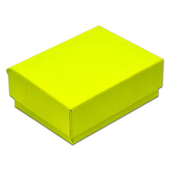 2 1/8" x 1 5/8" x 3/4" Neon Yellow Cotton Filled Paper Box (25-Pack)