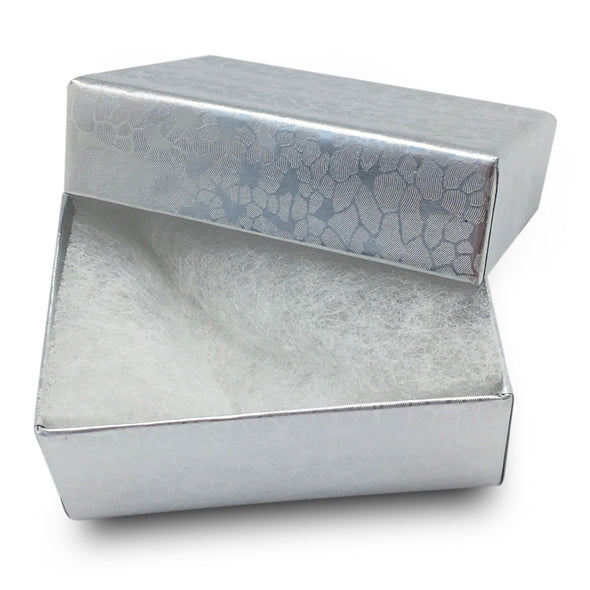2 1/8"W x 1 5/8"D x 3/4"H Silver Cotton Filled Box