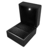 2 1/2" x 2 1/4" Matte Black Plastic Ring Jewelry Box with LED Light
