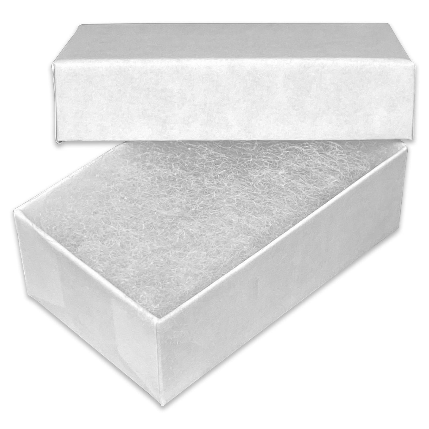 2 5/8" x 1 1/2" x 1" Matte White Cotton Filled Paper Box