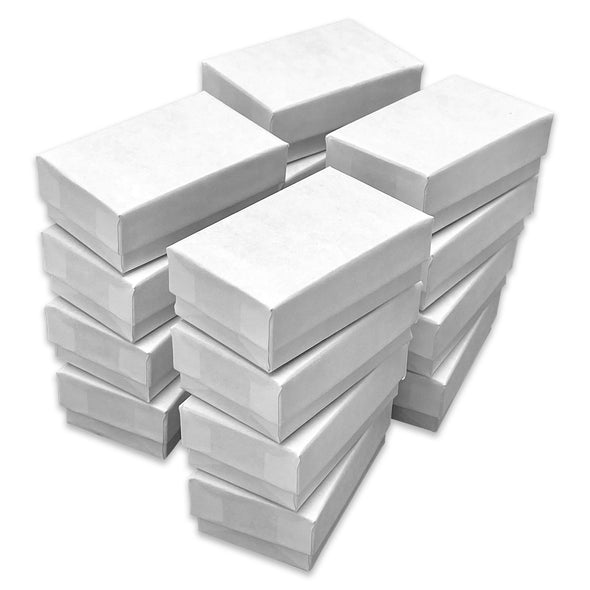 2 5/8" x 1 1/2" x 1" Matte White Cotton Filled Paper Box