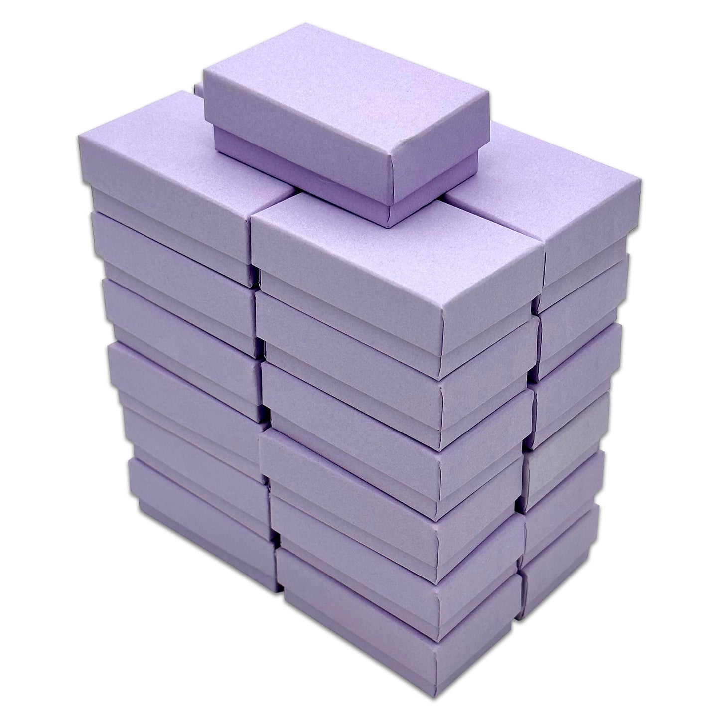 2 5/8" x 1 5/8" x 1" Light Lavender Cotton Filled Paper Box (25-Pack)