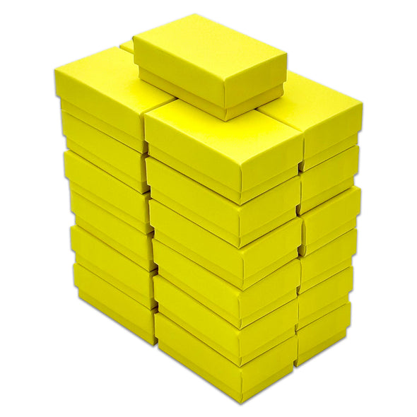 2 5/8" x 1 5/8" x 1" Mustard Yellow Cotton Filled Paper Box (25-Pack)