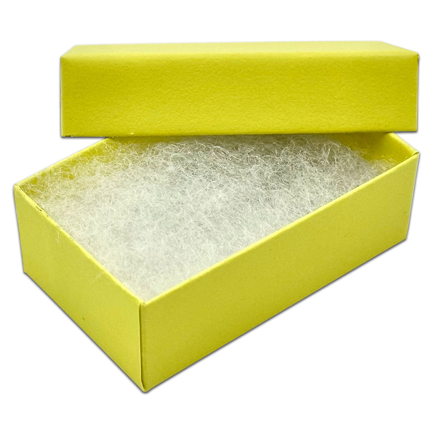 2 5/8" x 1 5/8" x 1" Mustard Yellow Cotton Filled Paper Box