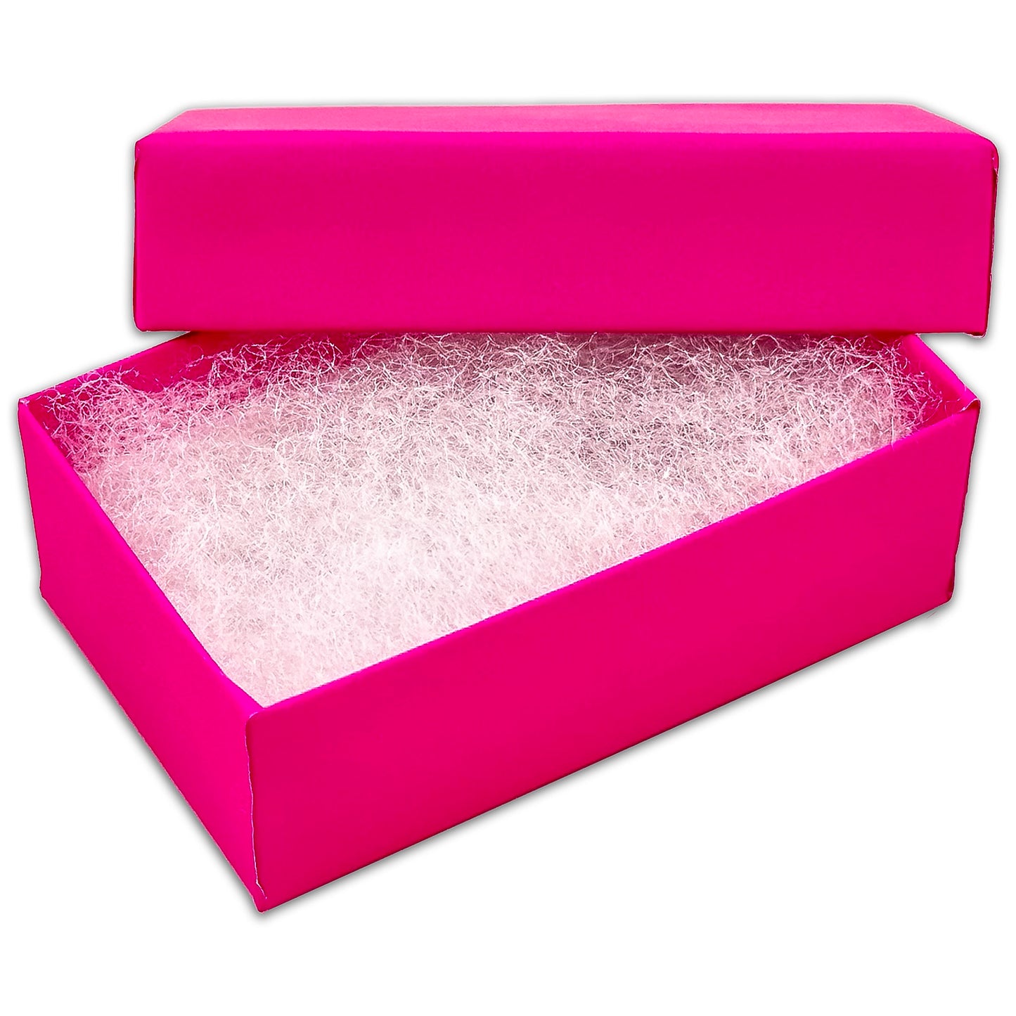 2 5/8" x 1 5/8" x 1" Neon Fuchsia Cotton Filled Paper Box