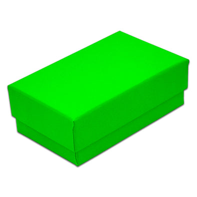 2 5/8" x 1 5/8" x 1" Neon Green Cotton Filled Paper Box (25-Pack)