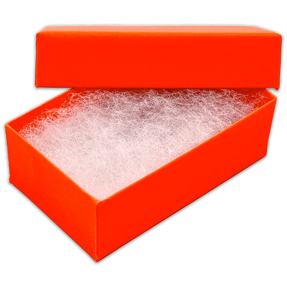 2 5/8" x 1 5/8" x 1" Neon Orange Cotton Filled Paper Box (25-Pack)