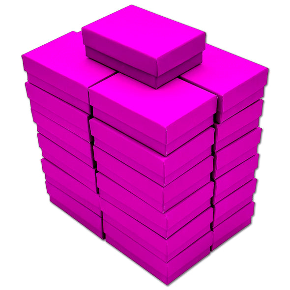 2 5/8" x 1 5/8" x 1" Neon Purple Cotton Filled Paper Box (25-Pack)