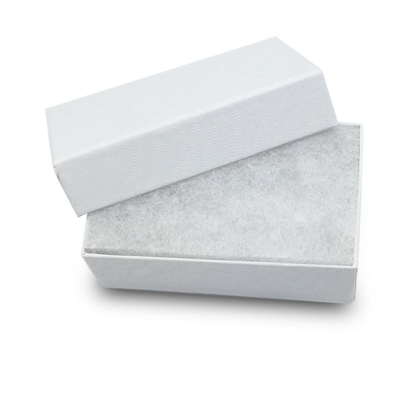 2 5/8" x 1 1/2" x 1" White Swirl Cotton Filled Paper Box