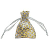 Silver with Gold Polka Dot Organza Drawstring Pouch Gift Bags