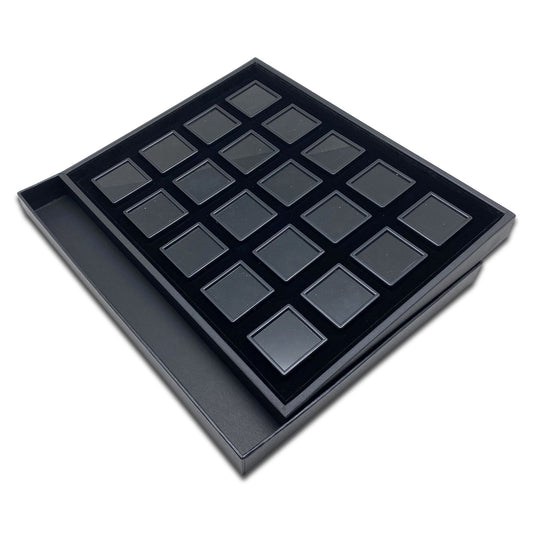 20 Black Gem Boxes with Black Wood Tray and Lid