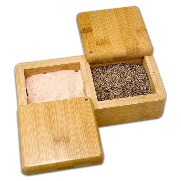 22 x 11 x 7cm Bam & Boo Salt and Pepper Bamboo Box with Rotating Lids