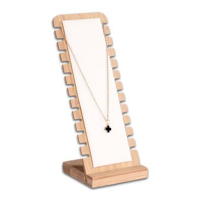 27 x 10cm White Leatherette Bamboo Necklace Jewelry Display
