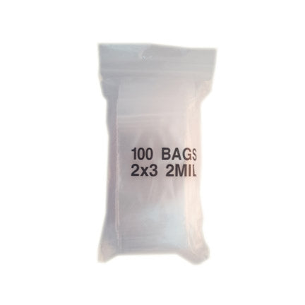 100 - 2x3 Clear Zip Top Bags-ZIP-2x3-CLEAR