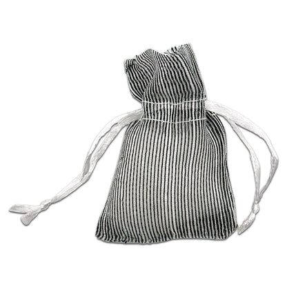 Black Striped Weave Organza Drawstring Pouch Gift Bags