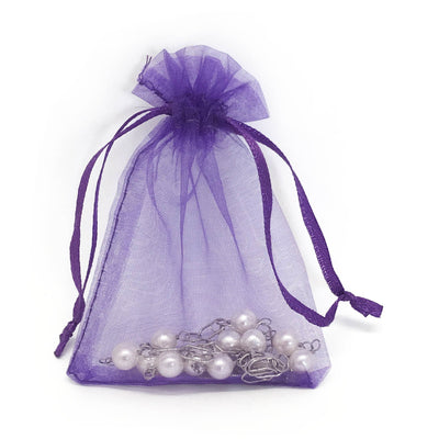 Dark Purple Organza Drawstring Pouches