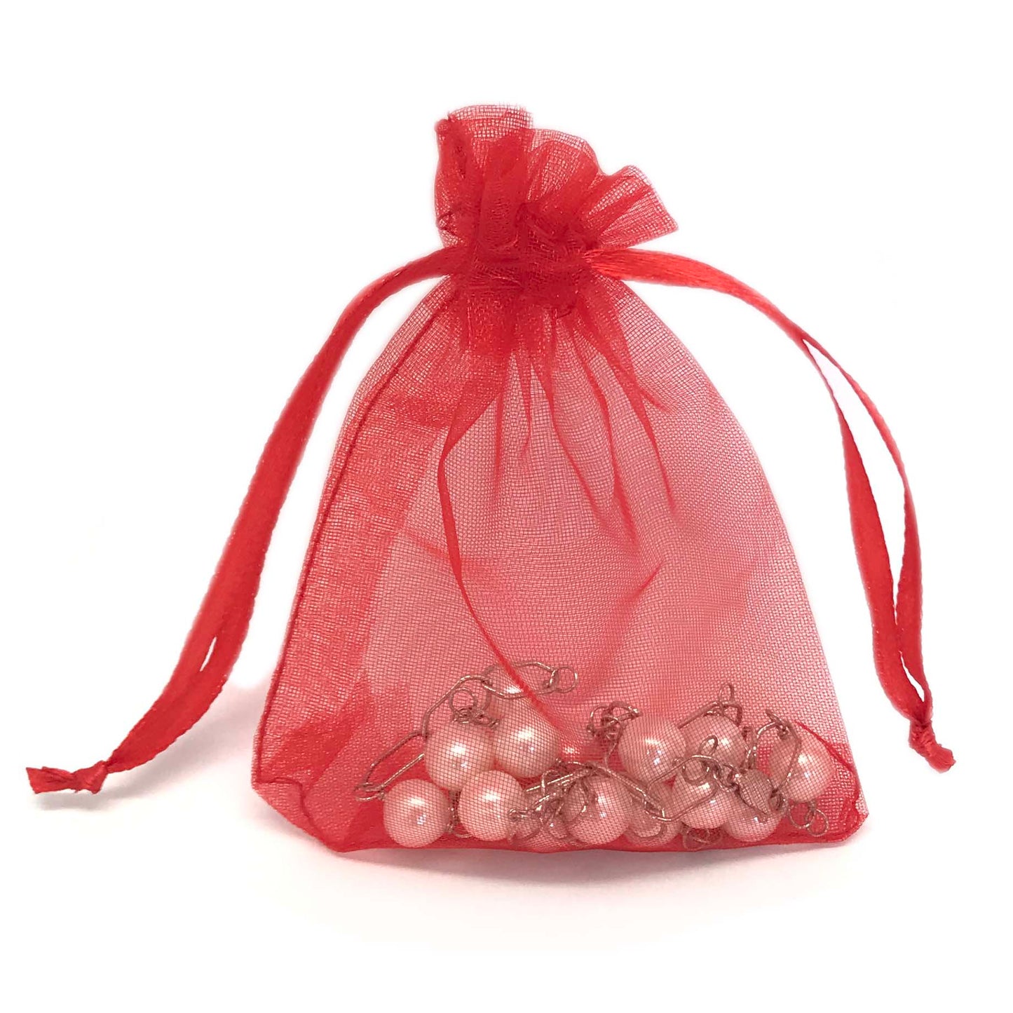 Red Organza Drawstring Pouches