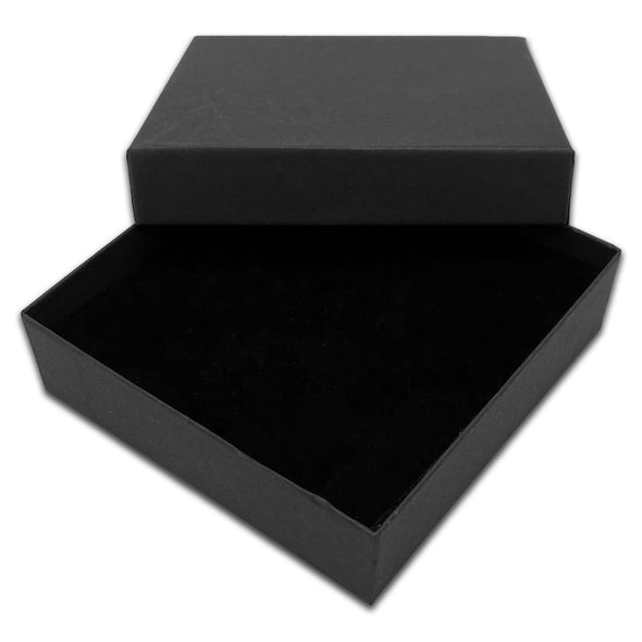 3 1/2" x 3 1/2" Black Pendant Necklace Paper Box with Black Foam Insert