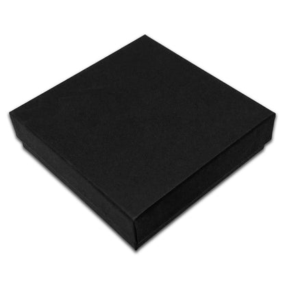 3 1/2" x 3 1/2" Black Pendant Necklace Paper Box with Black Foam Insert
