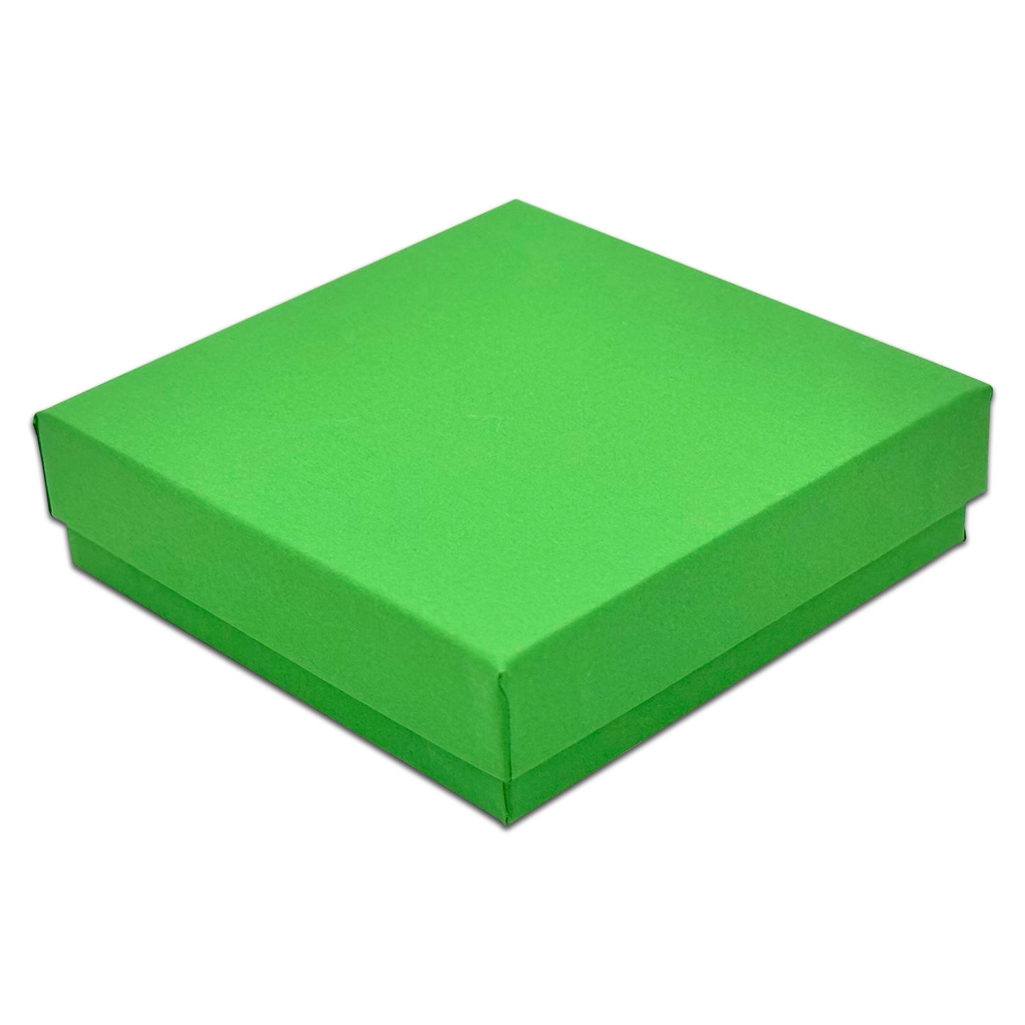 3 1/2" x 3 1/2" x 1" Light Green Cotton Filled Paper Box