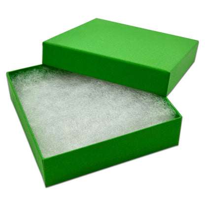 3 1/2" x 3 1/2" x 1" Light Green Cotton Filled Paper Box