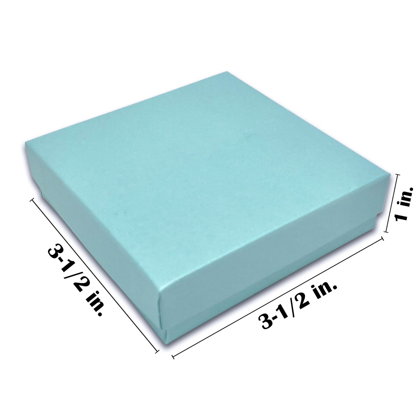 3 1/2" x 3 1/2" x 1" Light Pearl Teal Cotton Filled Paper Box