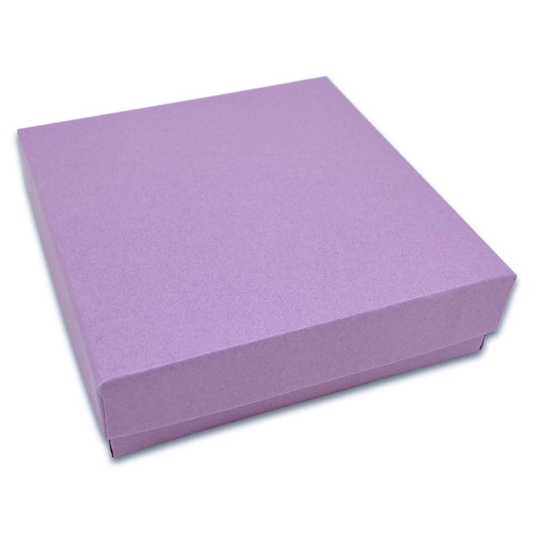 3 1/2" x 3 1/2" x 1" Matte Purple Cotton Filled Paper Box