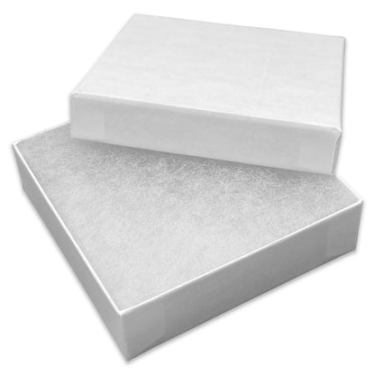 3 1/2" x 3 1/2" x 1" Matte White Cotton Filled Paper Box