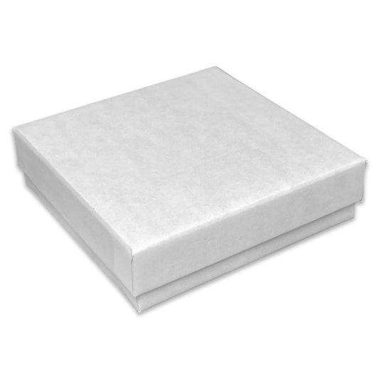 3 1/2" x 3 1/2" x 1" Matte White Cotton Filled Paper Box